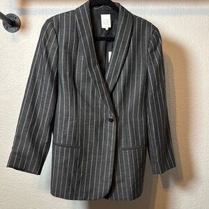 NWT Joan & David Gray Pinstripe Wool Blazer